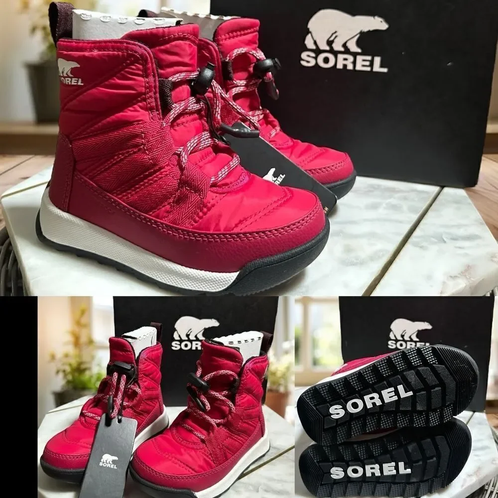 NIB SOREL Insulated Toddler Kids Winter Snow Whitney 2 Short Lace Boot Size 8